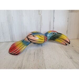 Vintage rainbow bird parrot Mexican ceramic home decor unique zoo